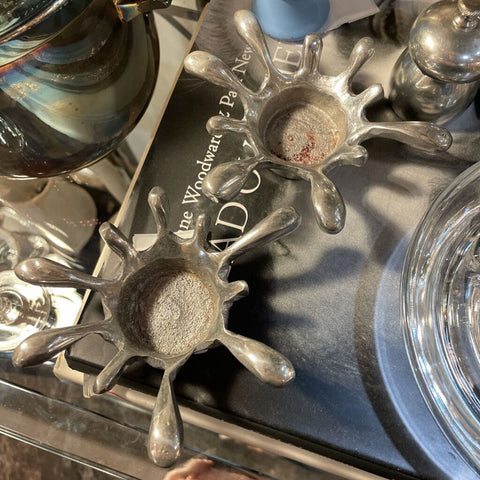 Pair of Silver Splat Candle Holders