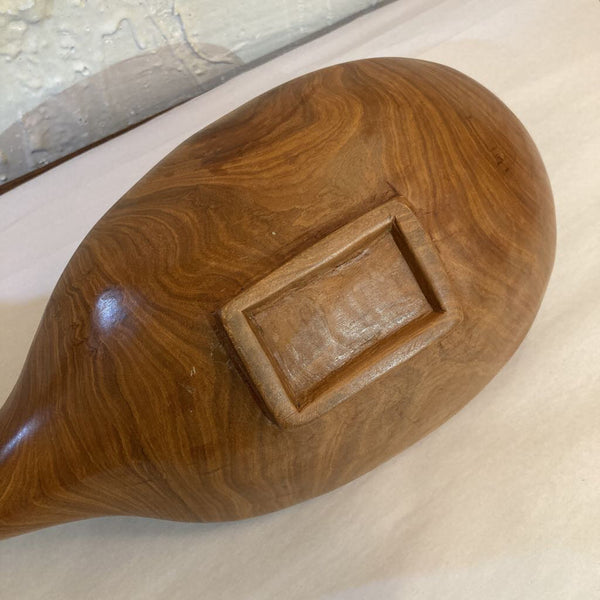 Organic natural wood handled bowl (14")