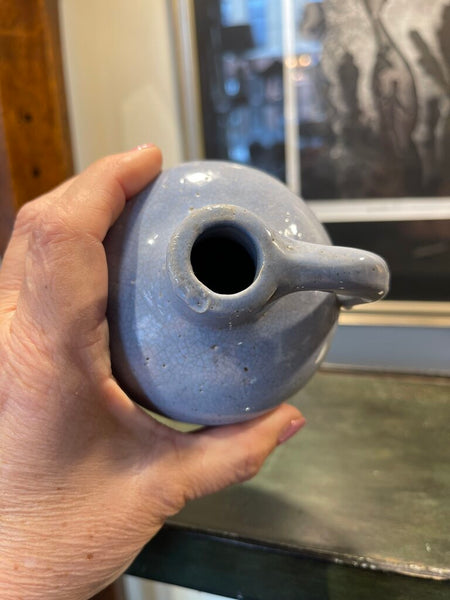 Light blue glazed pottery jug vase 3x3