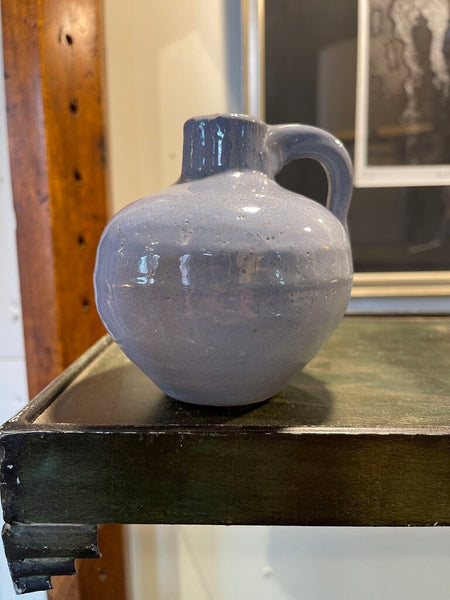 Light blue glazed pottery jug vase 3x3