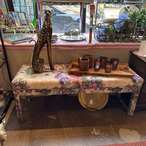 Vintage floral custom upholstery bench for pick up only 48L x18.5h x16d