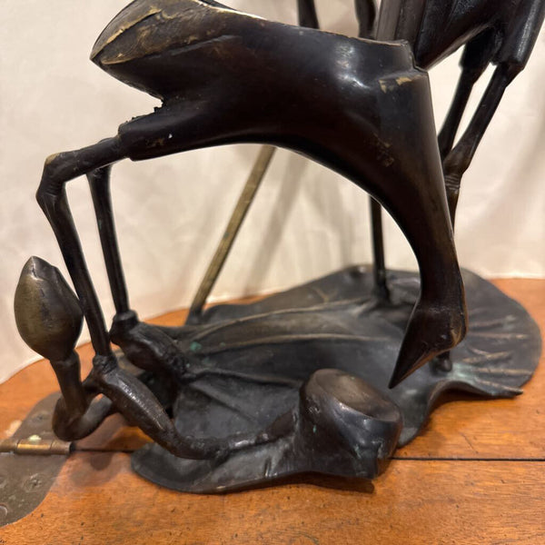Bronze Three Crane Vase Sculpture