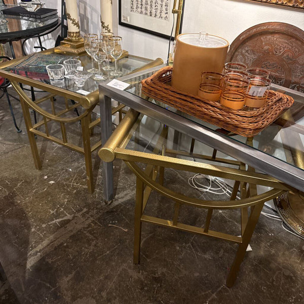 Pair of gold and glass side tabkes