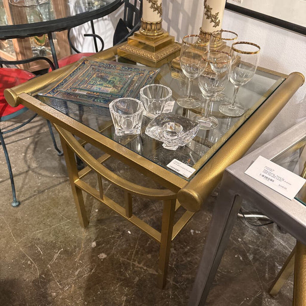 Pair of gold and glass side tabkes