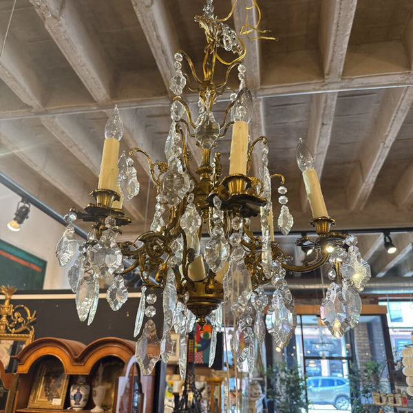 FRENCH AND BRONZE CHANDELIER 27X21X21 IN STORE PICK UP ONLY