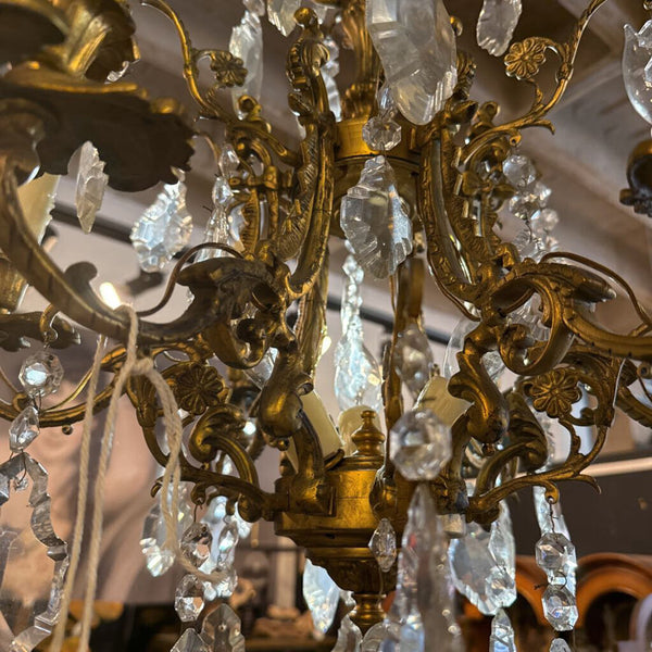 FRENCH AND BRONZE CHANDELIER 27X21X21 IN STORE PICK UP ONLY