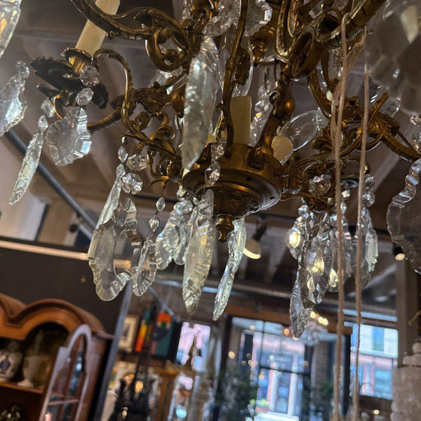 FRENCH AND BRONZE CHANDELIER 27X21X21 IN STORE PICK UP ONLY