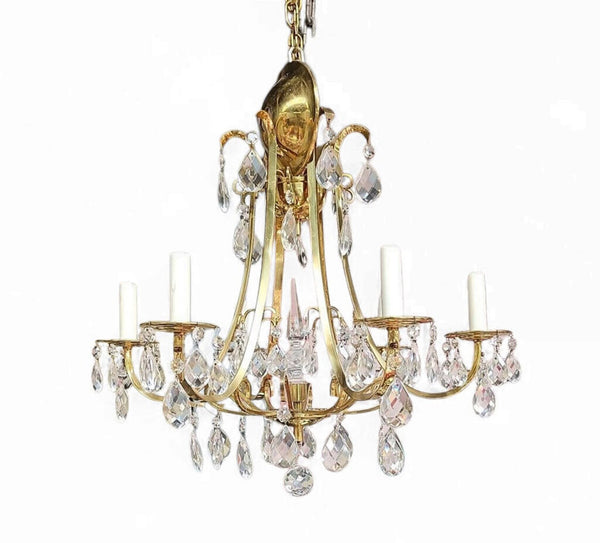 BRASS 6 ARM VINTAGE CHANDELIER 20X20X20 IN STORE PICK UP ONLY