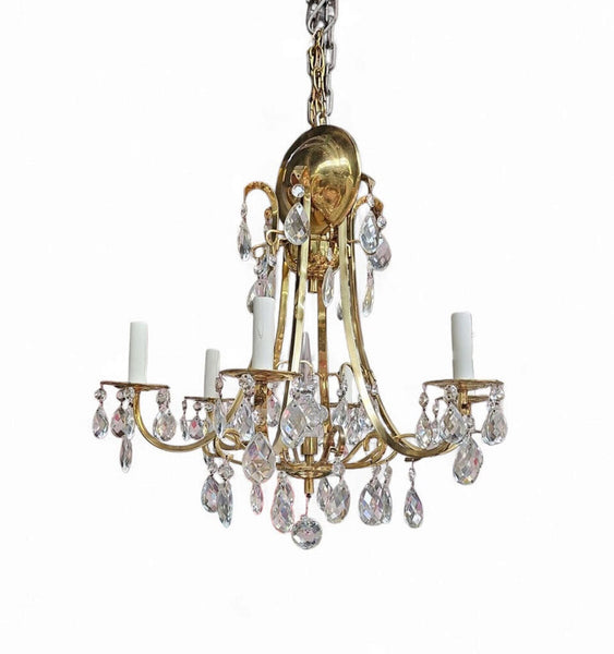 BRASS 6 ARM VINTAGE CHANDELIER 20X20X20 IN STORE PICK UP ONLY