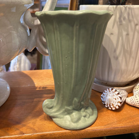 Vintage green matte pottery vase