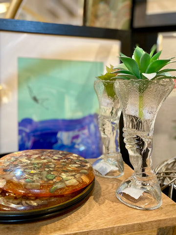 Clear hand glass vase