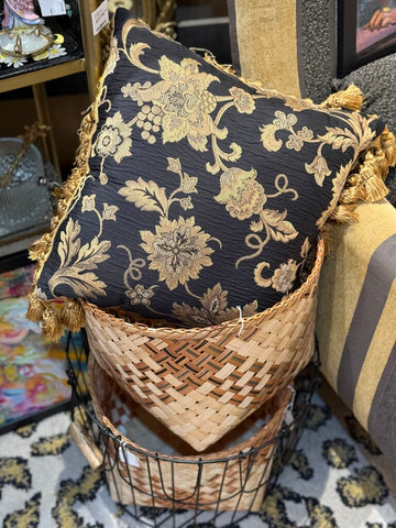 Brown wicker open basket