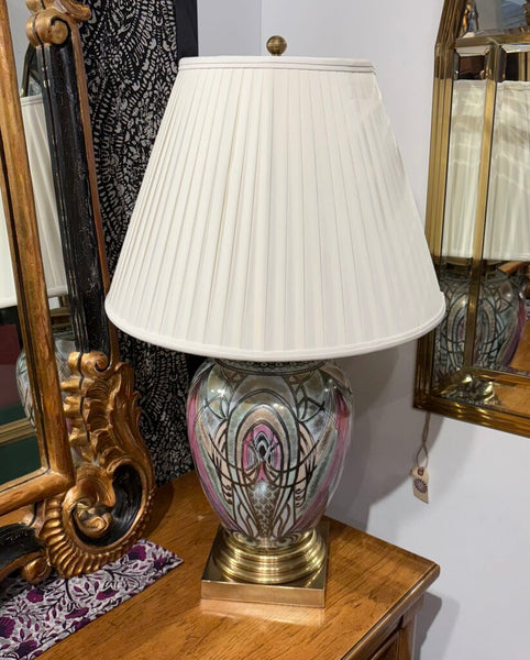 FREDERICK COOPER CERAMIC & BRASS LAMP W/METALLIC ACCENTS | 19" H (TOP OF SOCKET) X 10" W