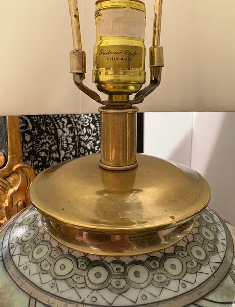 FREDERICK COOPER CERAMIC & BRASS LAMP W/METALLIC ACCENTS | 19" H (TOP OF SOCKET) X 10" W