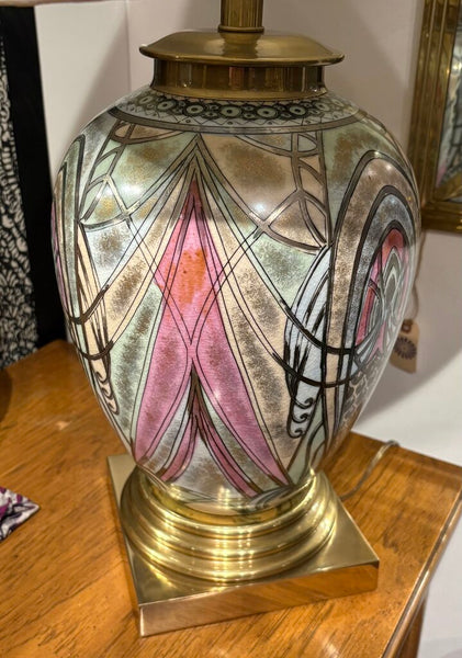 FREDERICK COOPER CERAMIC & BRASS LAMP W/METALLIC ACCENTS | 19" H (TOP OF SOCKET) X 10" W