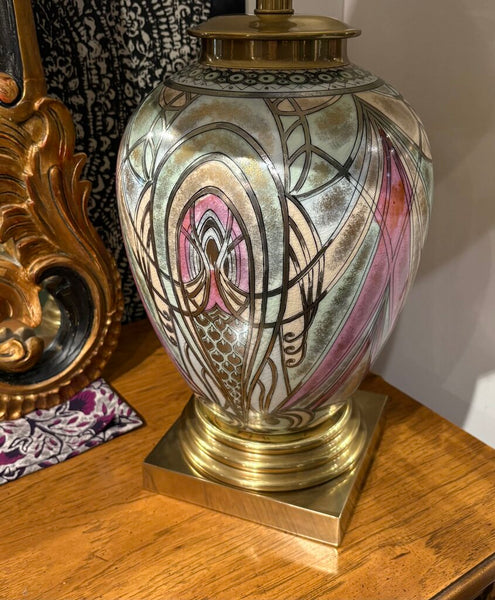 FREDERICK COOPER CERAMIC & BRASS LAMP W/METALLIC ACCENTS | 19" H (TOP OF SOCKET) X 10" W