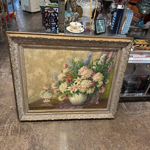 VINTAGE SIGNED FLORAL PAINTING 38X33