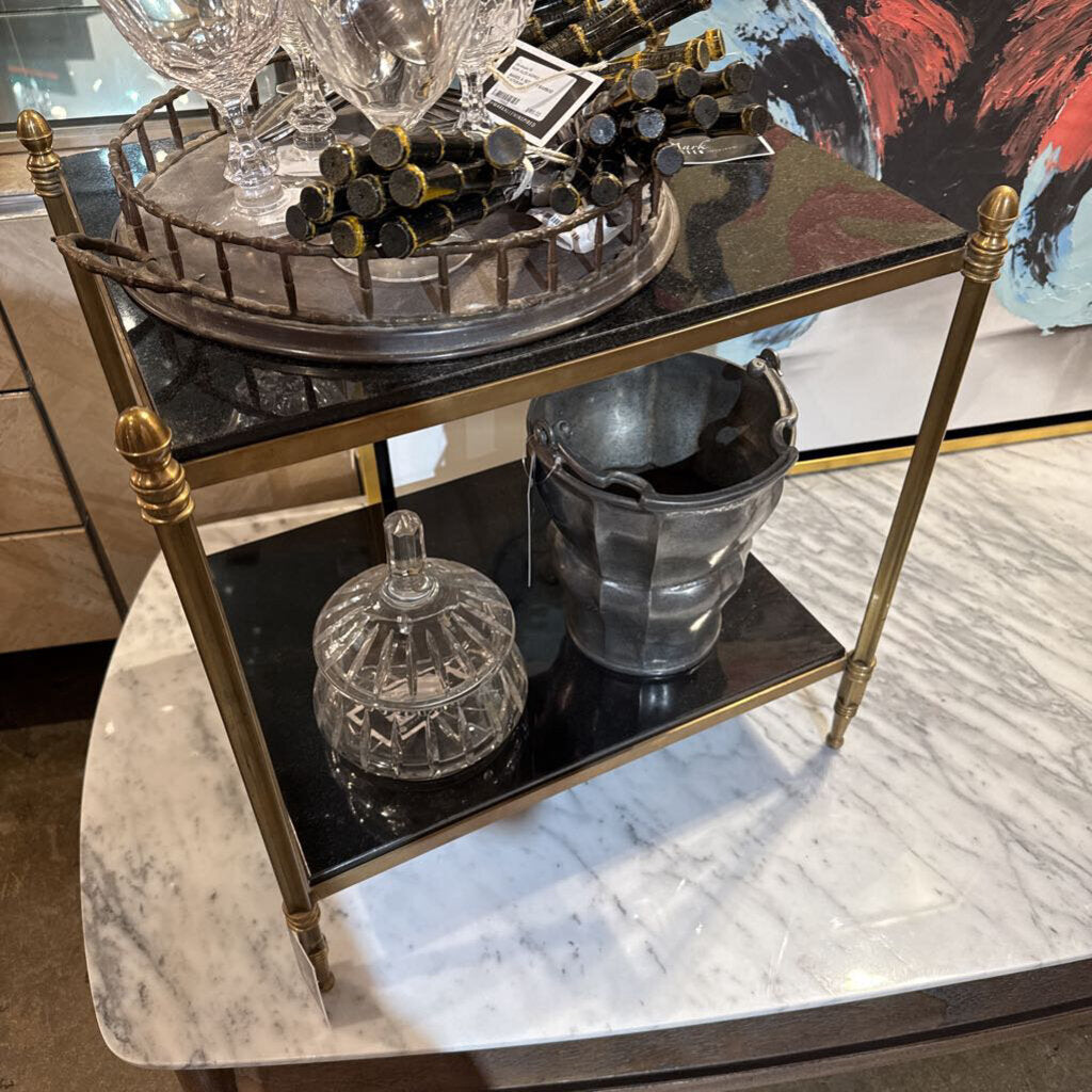 MARBLE AND BRASS SIDE TABLE 19X15X20 IN STORE PICK UP ONLY