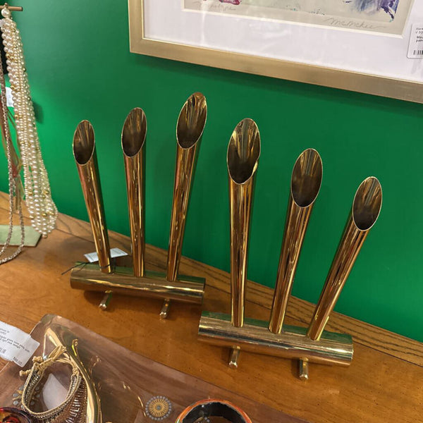 Pair of brass mid century vases