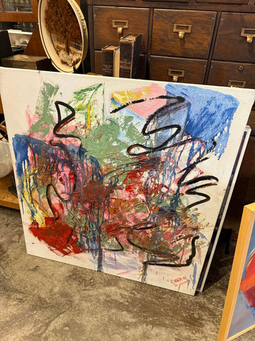abstract painting 34x35 signed Carrie Jo 2004