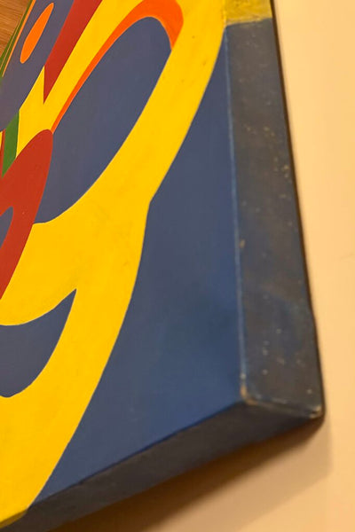 MID CENTURY 1969 ABSTRACT PAINTING BY ARTIST DAVID TOBIN | 48" H X 45.75' W