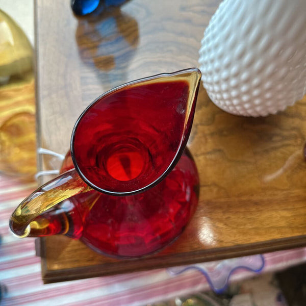 MCM art glass Amborina pitcher