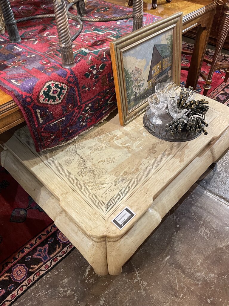 Asian Coffee Table 43 inches wide. 43 inches long. 15 inches tall.
