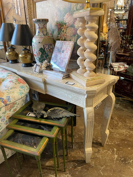 Cream Sofa Table 60 inches wide. 18 inches deep. 33 tall.