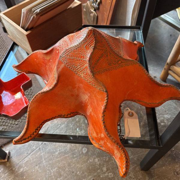 Moroccan henna ceiling light fixture goat skin