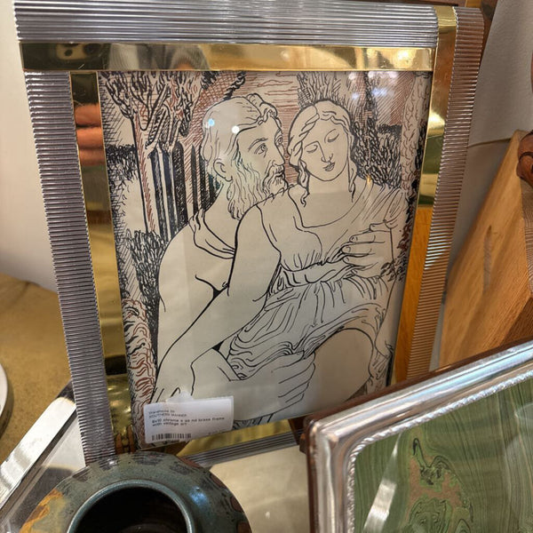 8x10 chrome s as nd brass frame with vintage art