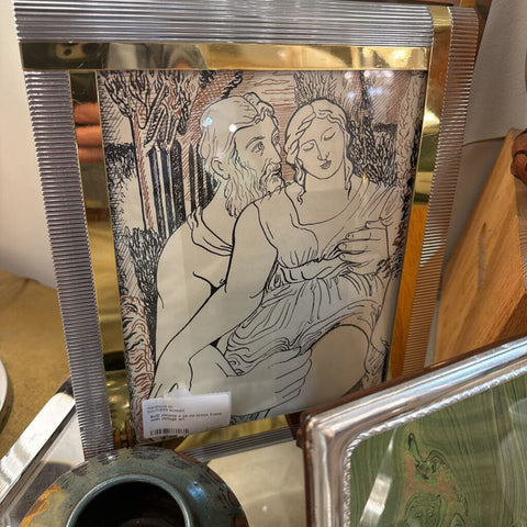 8x10 chrome s as nd brass frame with vintage art