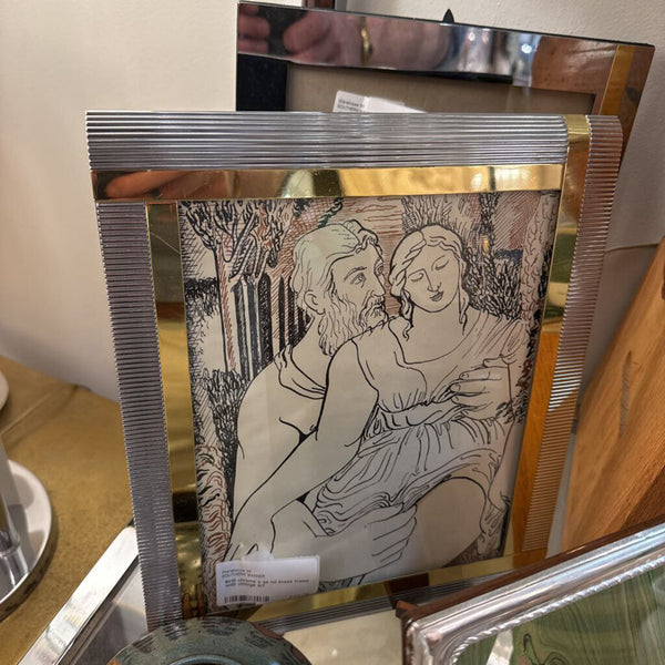 8x10 chrome s as nd brass frame with vintage art