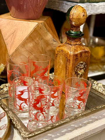 Pair of tall federal red gazelle glasses