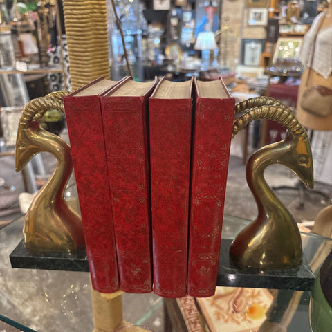 Brass on marble gazelle bookend pair