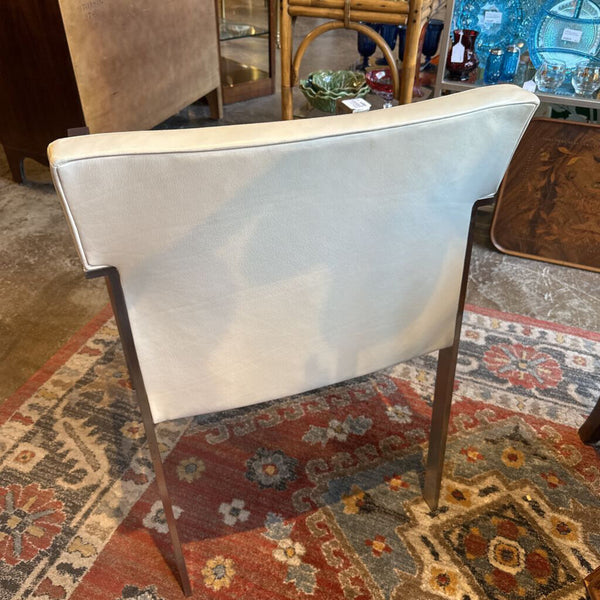 HBF Corfino guest chair in brushed steel and beige leather for pick up only approx 32.5t x 21d x 22.5 w