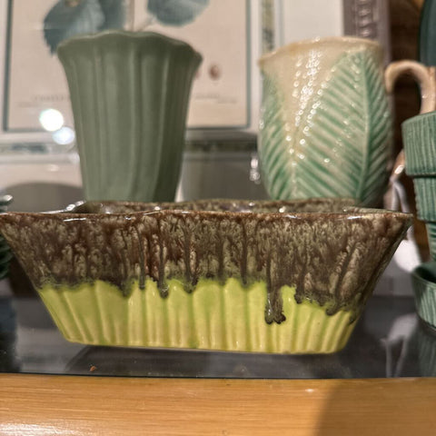 MCM green planter drip glaze