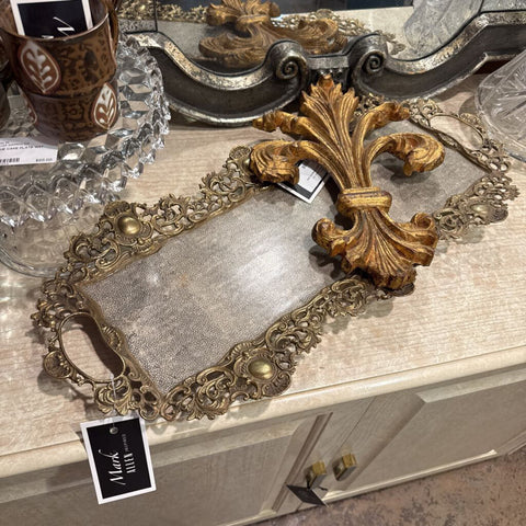 BRASS DECORATIVE TRAY 24X11