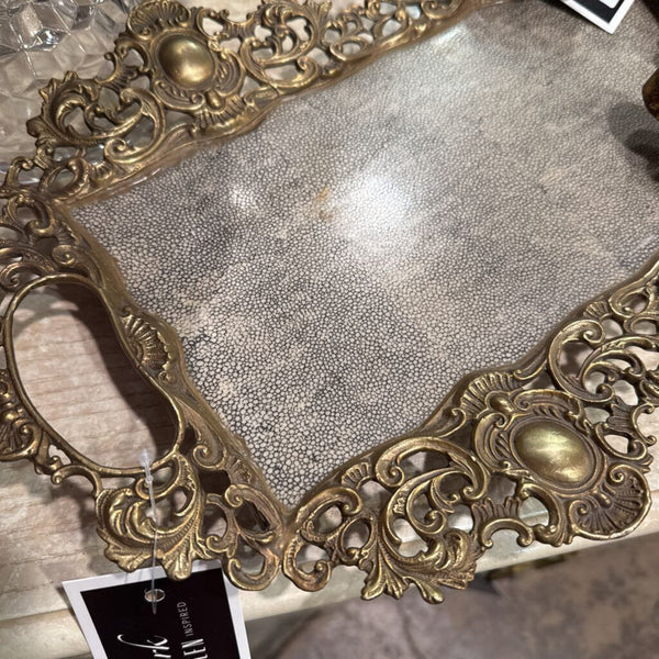 BRASS DECORATIVE TRAY 24X11