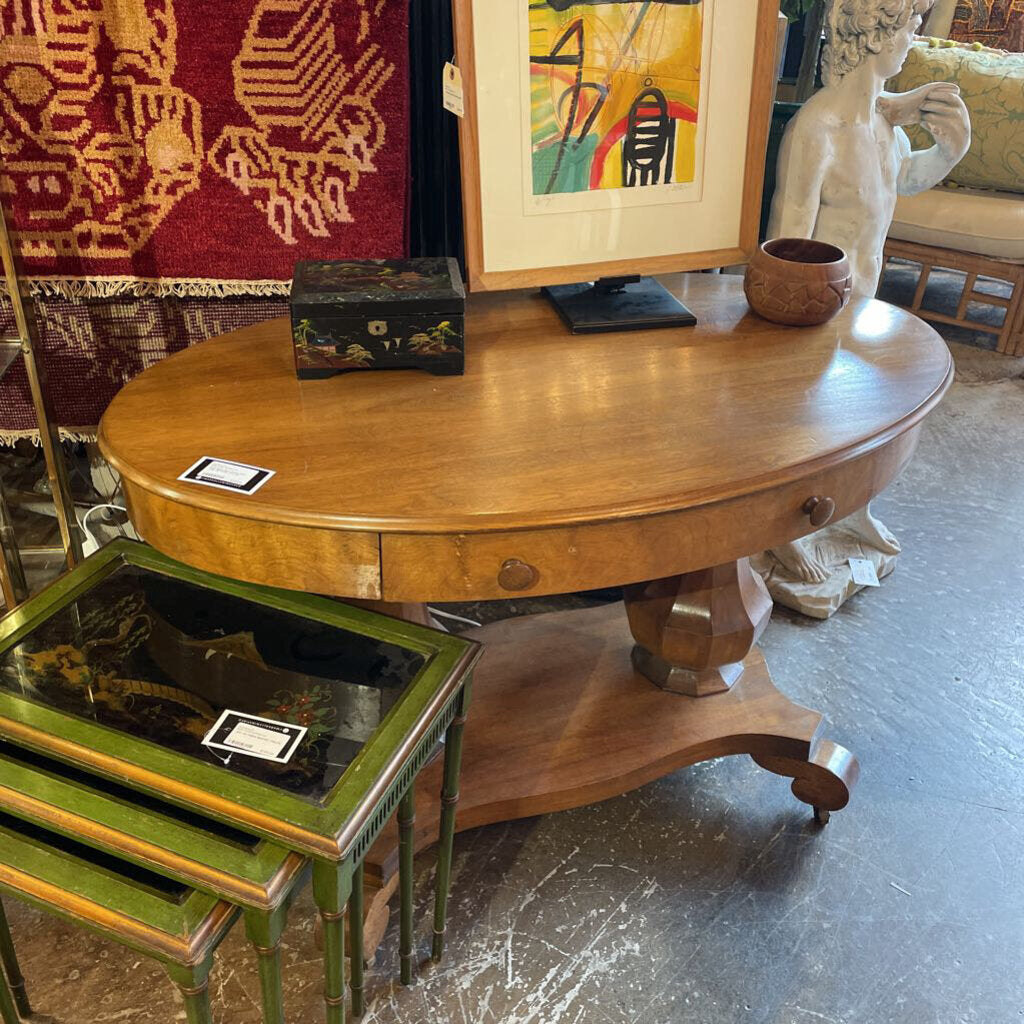 Oval Wood Sofa Table-- 46 in wide, 28 in deep, 30 in tall