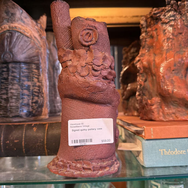 Signed quirky pottery vase
