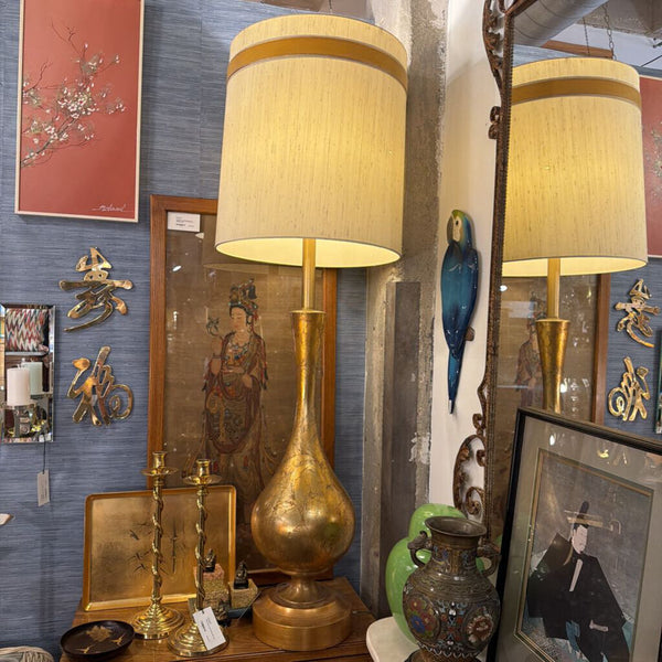 Mid Century Rembrandt Lamp Gold height 52 inches