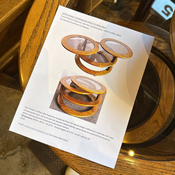 PAIR Post Modern oak and glass side/end tables. Howard Furniture. c. 1970/80's. ND