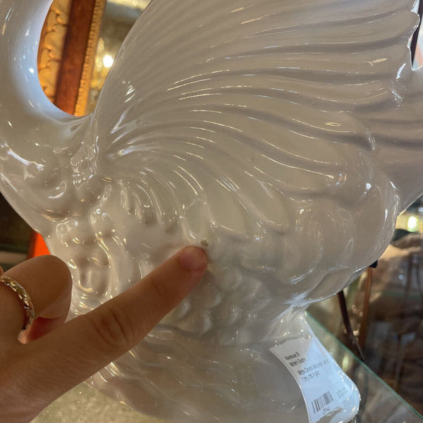 White Ceramic Swan Lamp- as is 1 tiny chip in glaze