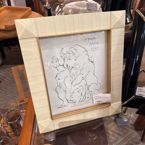 8x10" ivory and gold frame with vintage art