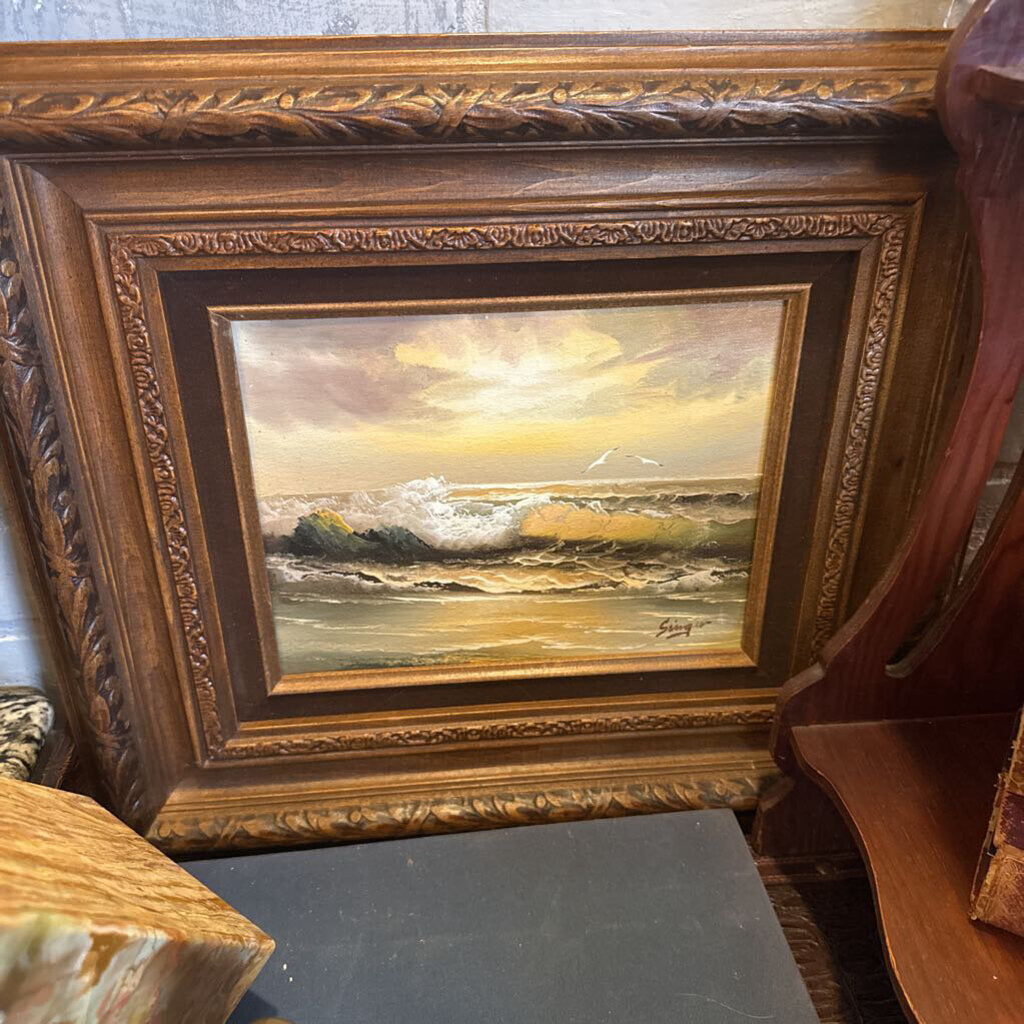 Framed Seascape Oil Painting 16x18