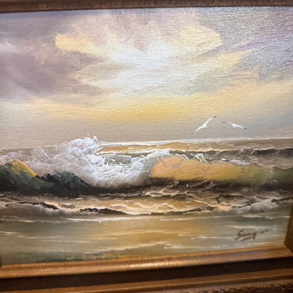 Framed Seascape Oil Painting 16x18