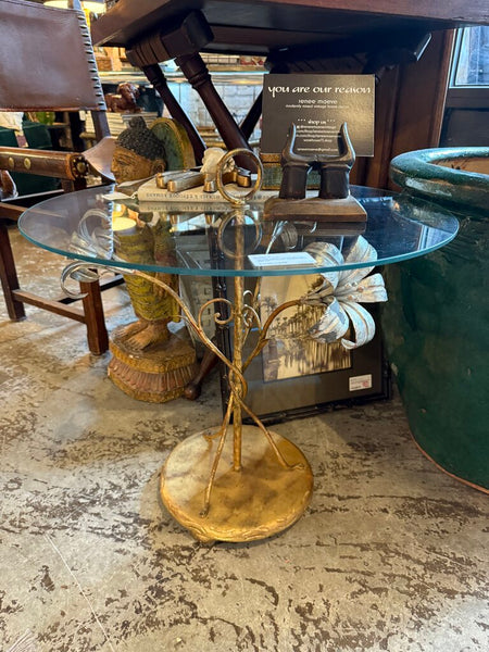 Vintage Italian Palladio gilt and silver metal flower cocktail table 22D 21T