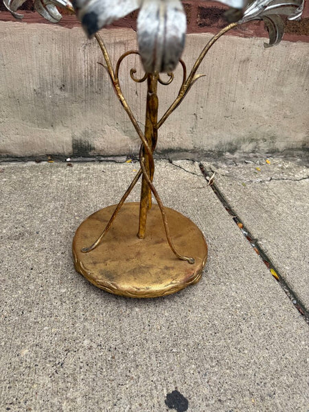 Vintage Italian Palladio gilt and silver metal flower cocktail table 22D 21T