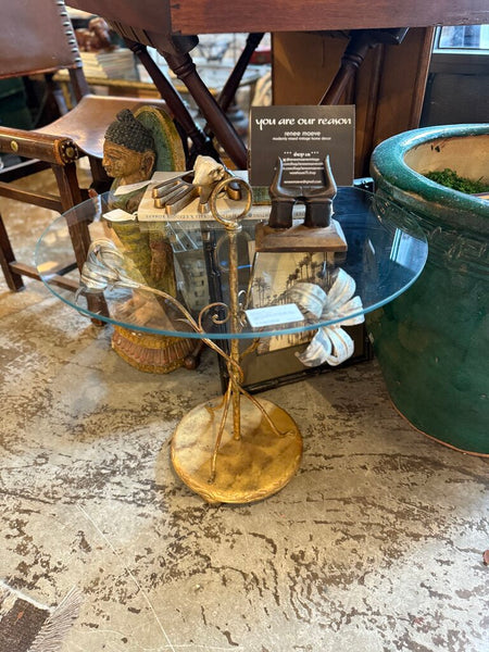 Vintage Italian Palladio gilt and silver metal flower cocktail table 22D 21T