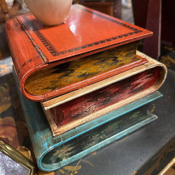 Mid Century Italian TolePainted Book Stack Fornasetti